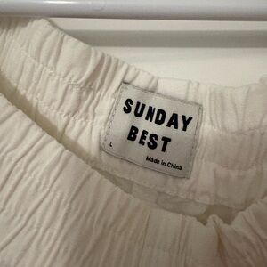 Sunday Best Cream Textured Elastic-Waist Skirt